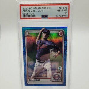 2020 Bowman 1st Edition Chris Vallimont Blue Foil /150 1st Bowman Rookie PSA 10
